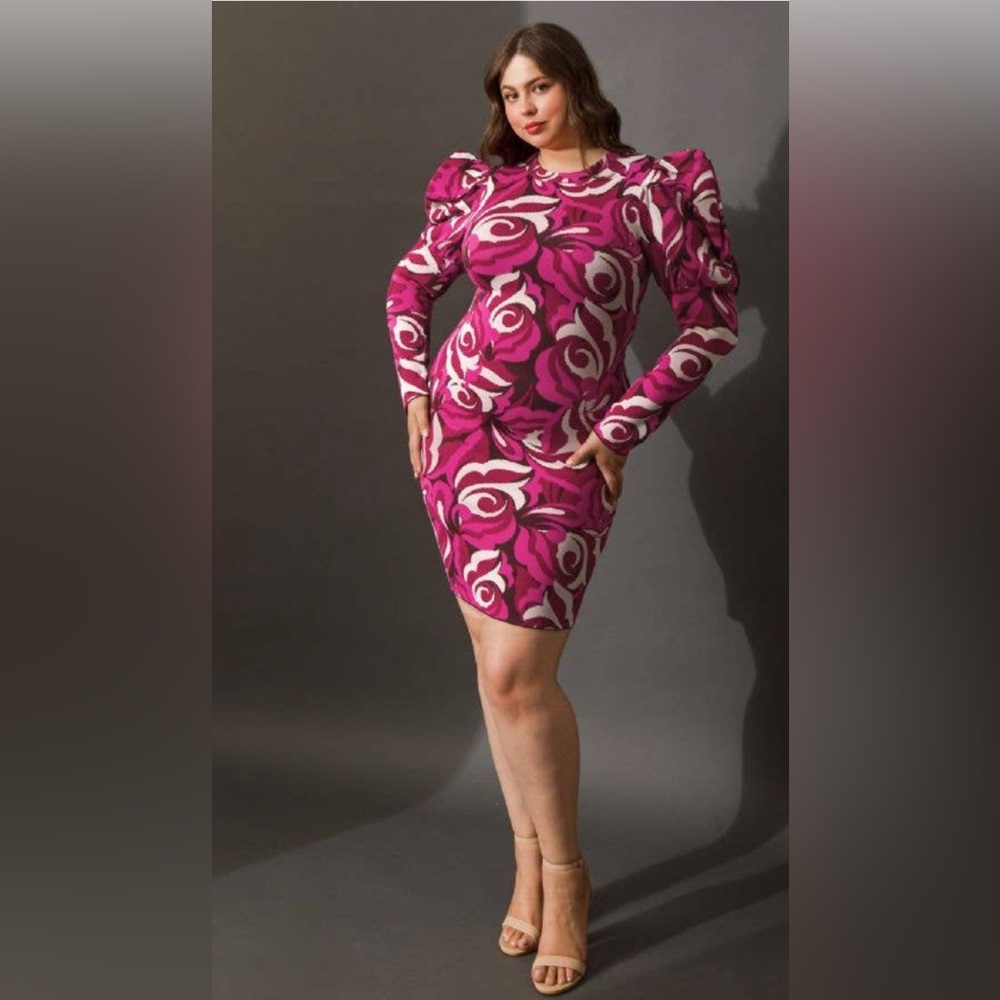 Women’s Midi Fuchsia Dress Plus Size